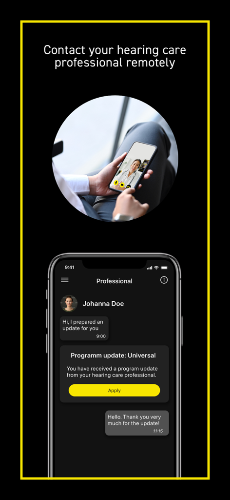 Rexton App - Remote hearing care professional chat and program update in the Rexton App