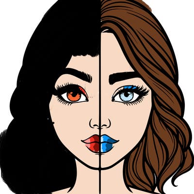 realistic girl split half