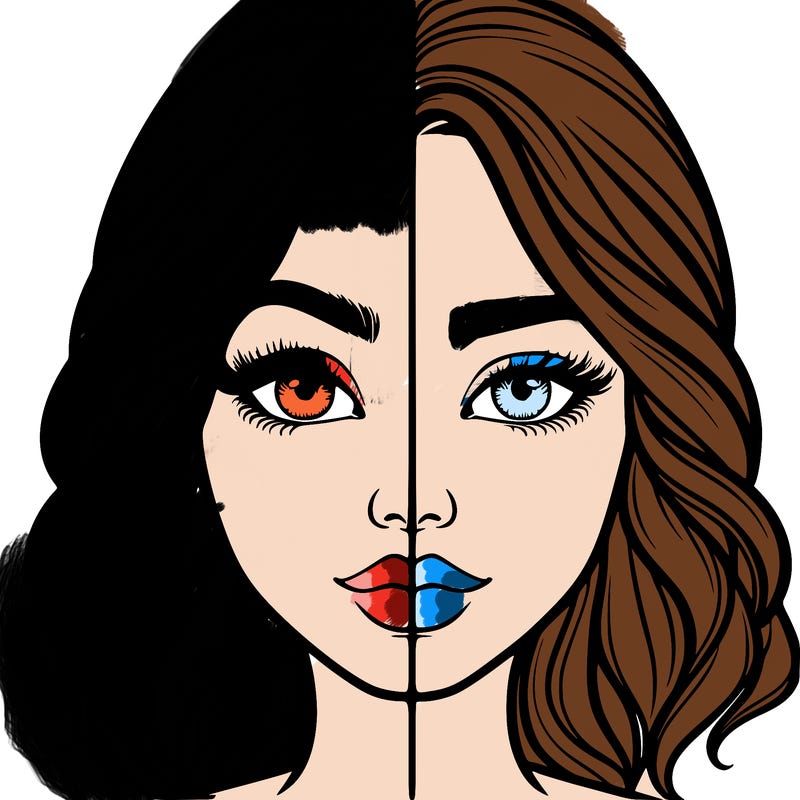 realistic girl split half