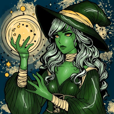 realistic women sorcerer using magic