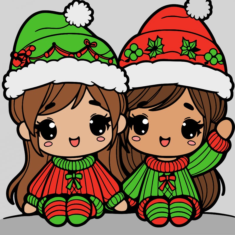 to girls in christmas hats