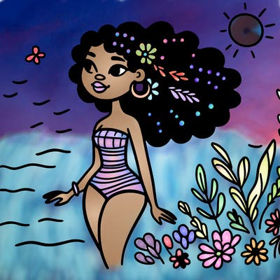 african woman in a swimsuit