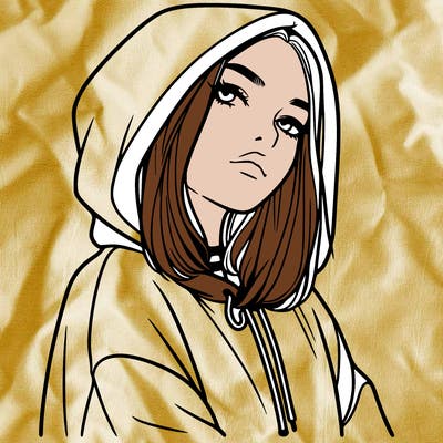 a realistic girl in a hoodie