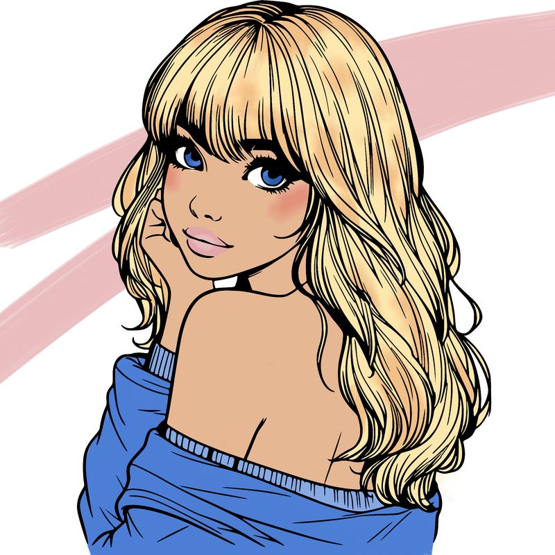 realistic girl with bangs looking over her shoulder