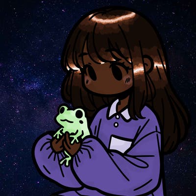 girl with long hair and a oversized shirt. and she is holding a frog