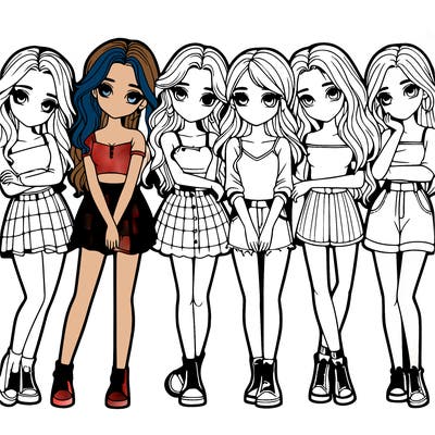 a group of girls realistic