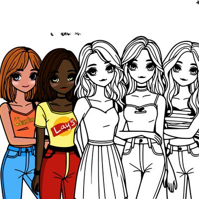 a group of girls realistic