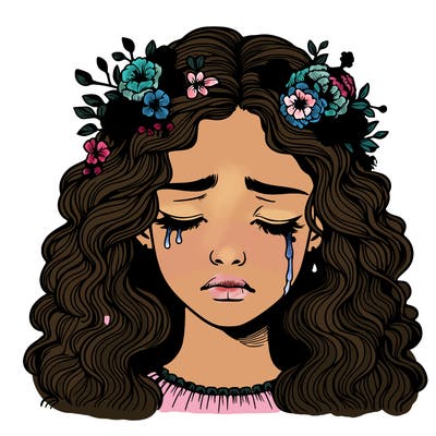 beautiful crying girl realistic