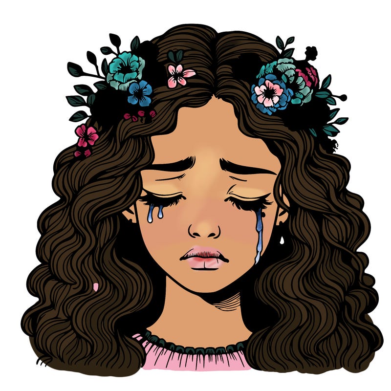 beautiful crying girl realistic