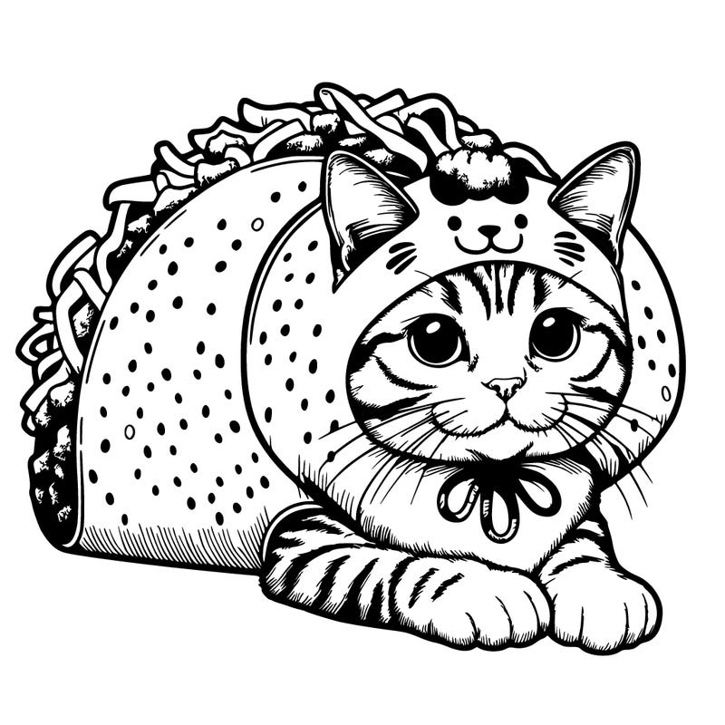 a realistic cat in a taco costume