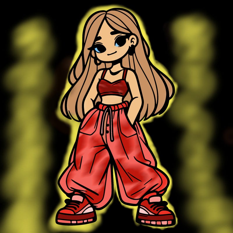 girl in crop top and baggy pants