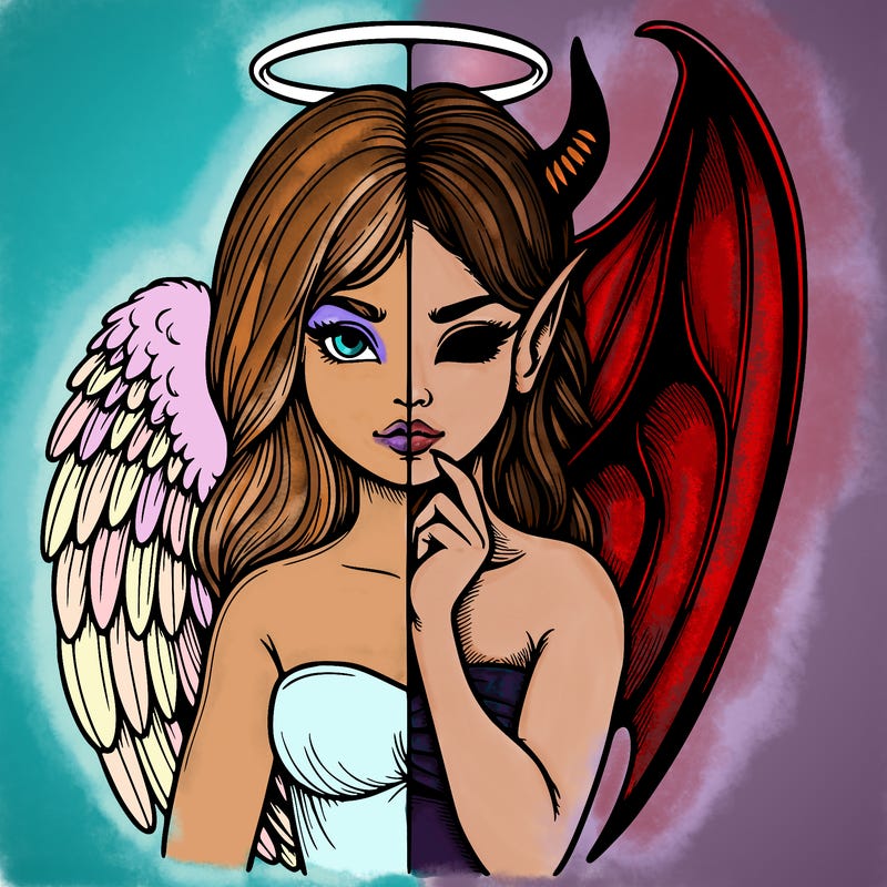 realistic angel half demon