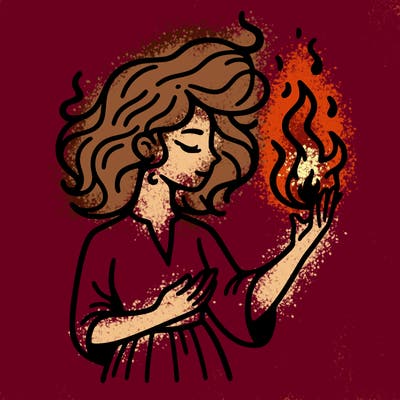 woman with fire