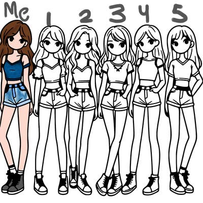 a group of girls wearing crop tops and shorts