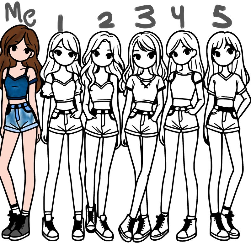 a group of girls wearing crop tops and shorts