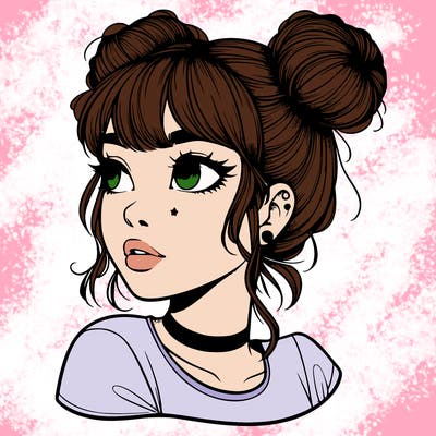 realistic girl with spacebuns