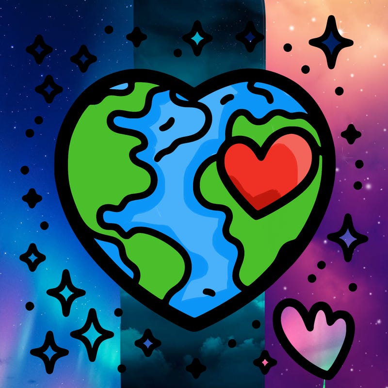 earth with a heart around it