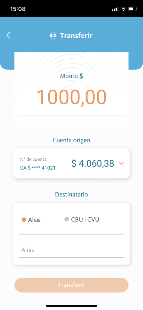BNA+ - BNA plusモバイルアプリのインターフェース、アルゼンチンでの送金用
