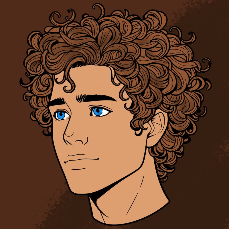 realistic guy with curly hair