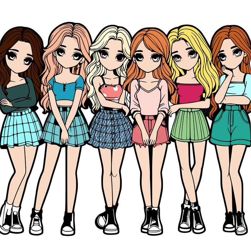 a group of girls realistic