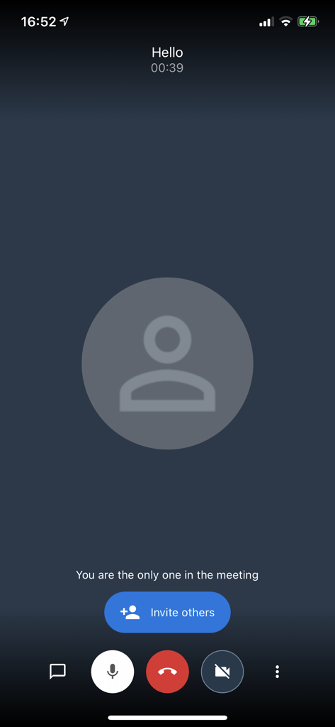 Flow IM app meeting screen showing call controls and invite others button