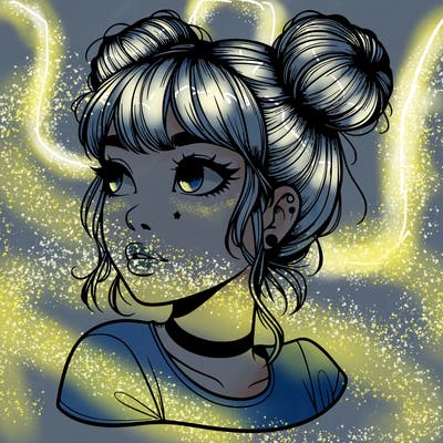 realistic girl with spacebuns