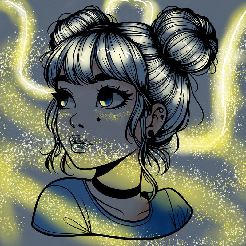 realistic girl with spacebuns