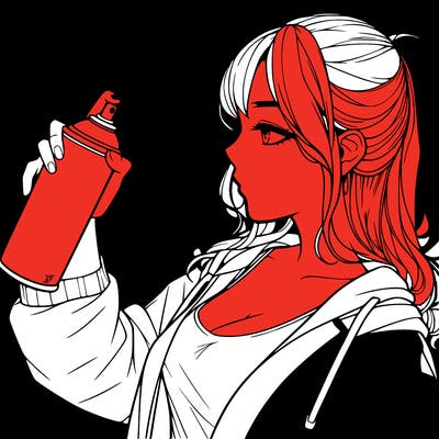 a realistic girl spray, painting
