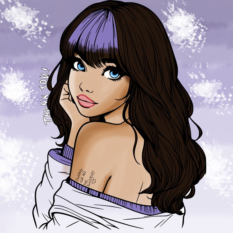 realistic girl with bangs looking over her shoulder