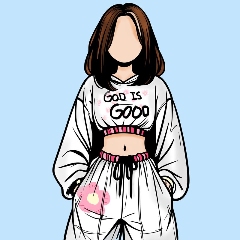 realistic girl faceless with baggy pants and a crop top