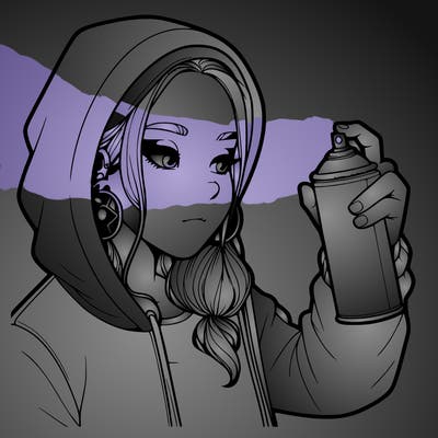 a realistic girl, spray painting