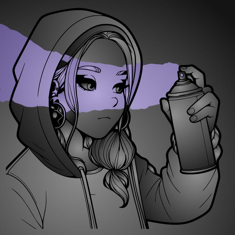 a realistic girl, spray painting