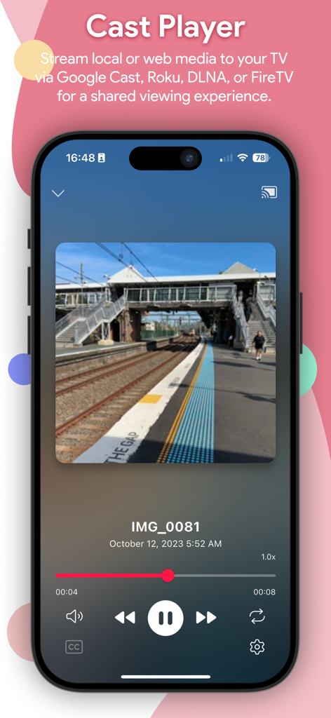 aPlayer - Video Play, Web Cast - aPlayer app interface showing the cast player feature for streaming video to a TV