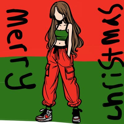 girl in baggy pants crop top and long hair