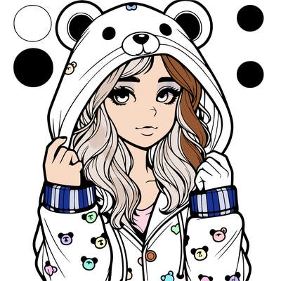 realistic girl in a animal pjs hoodie