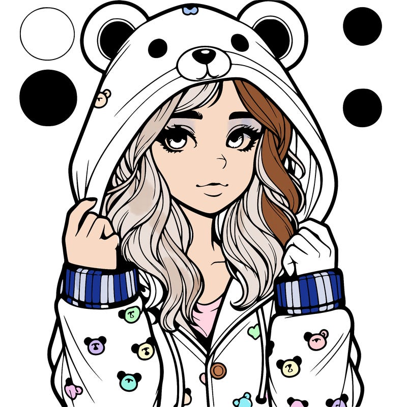 realistic girl in a animal pjs hoodie