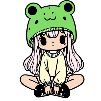 a girl wearing a frog hat and some frog socks