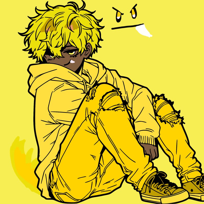 a male hoddie ripped jeans messy hair anime