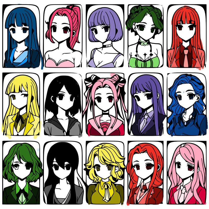 girls that look diffrent anime