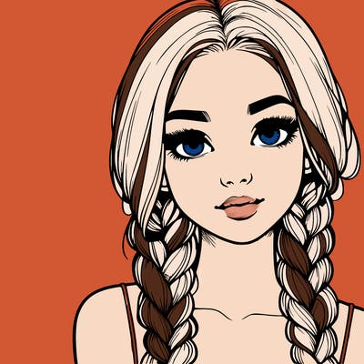 realistic girl with braids