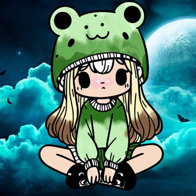 a girl wearing a frog hat and some frog socks