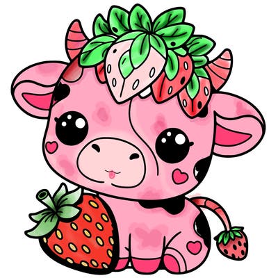 cute strawberry cow