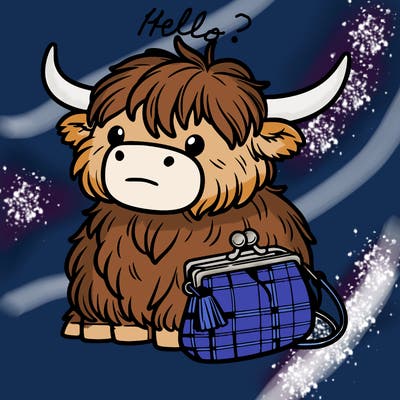 highland cow in a purse