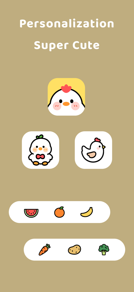 Selection of cute alternate app icons and food categories for personalizing the Ono Baby Tracker app.