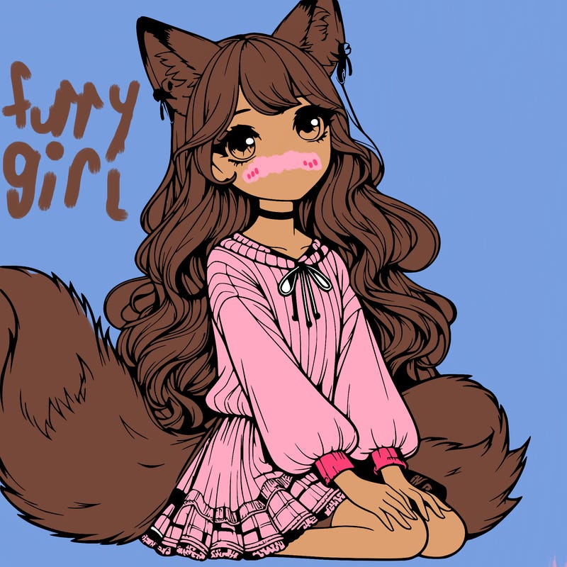 realistic girl with fox ears and tail