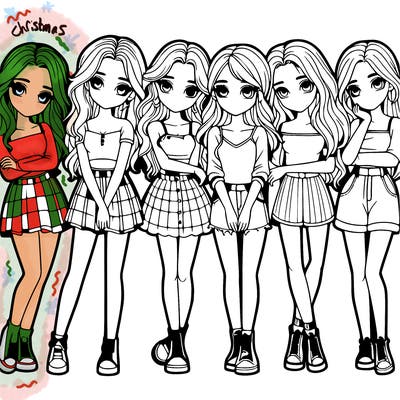 a group of girls realistic