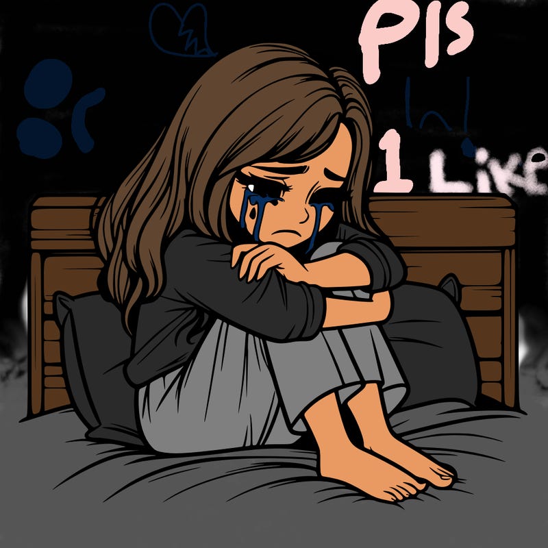 realistic girl crying on her bed over a break up