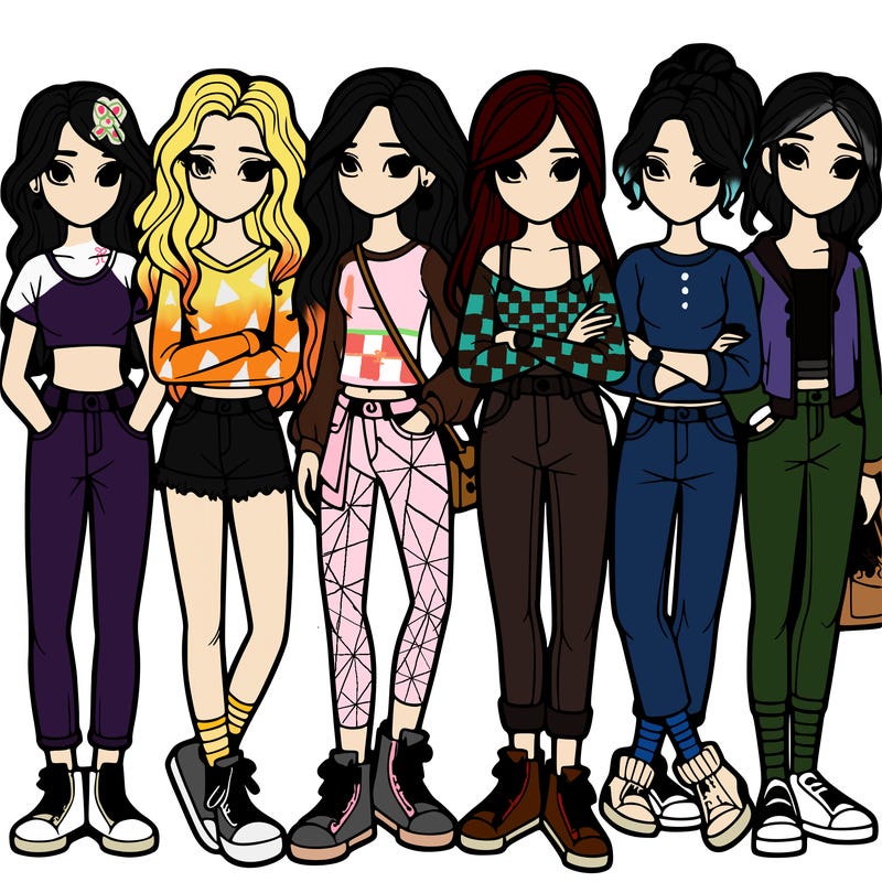a group of teenage girls in a line