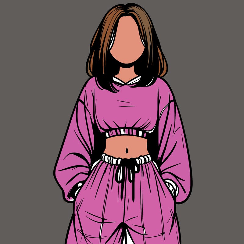 realistic girl faceless with baggy pants and a crop top