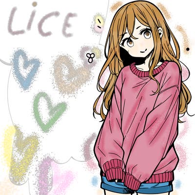 manga teen girl  in a sweater and baggy pants